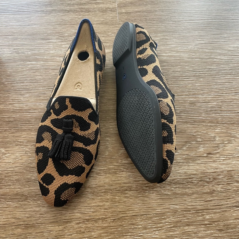 Rothy's Leopard Print Loafers with Black Tassels